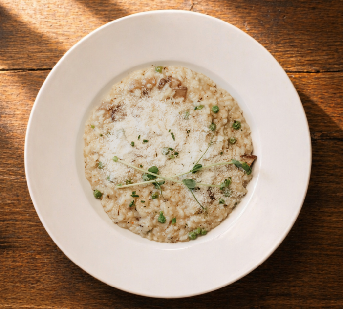 Erdeigombás rizottó hamis parmezánnal
