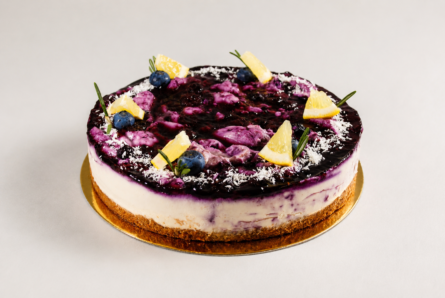 Kókusz-citrom-áfonya torta 8 szeletes